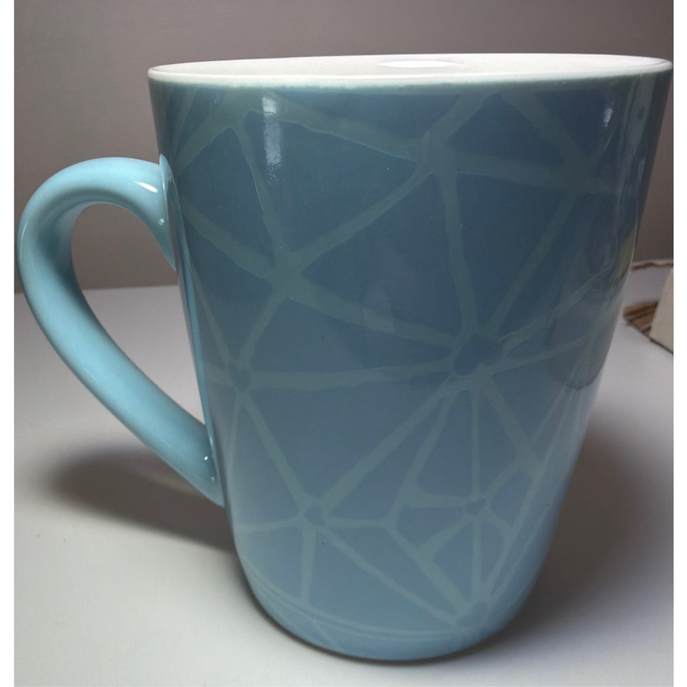 Starbucks Siren Logo Blue Geometric Heart Pattern 10 oz. Mug Coffee Cup 2021 EUC - Picture 5 of 5